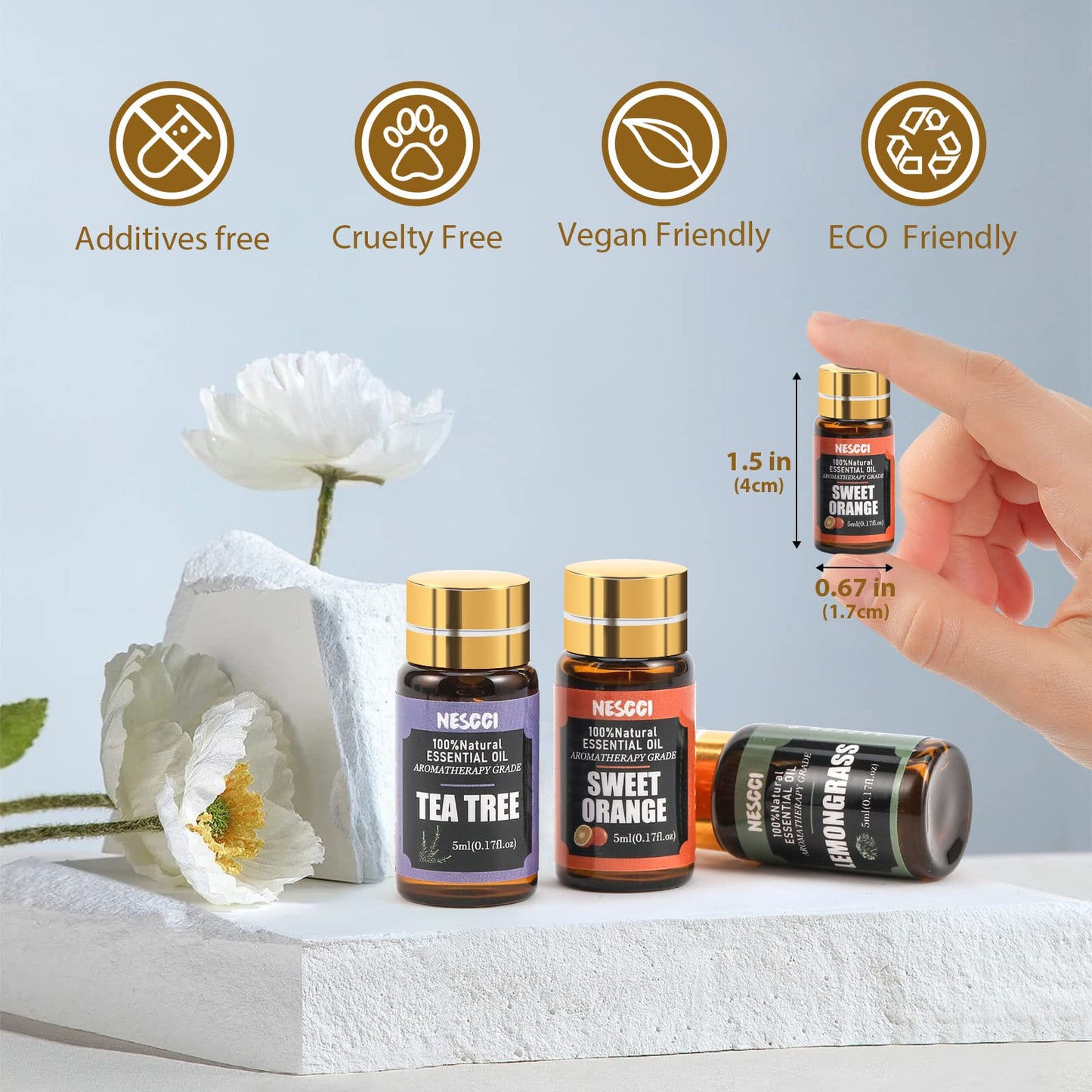 NESCCI Essential Oil Gift Set – 18x5ml for Diffusers, Candles & Holidays