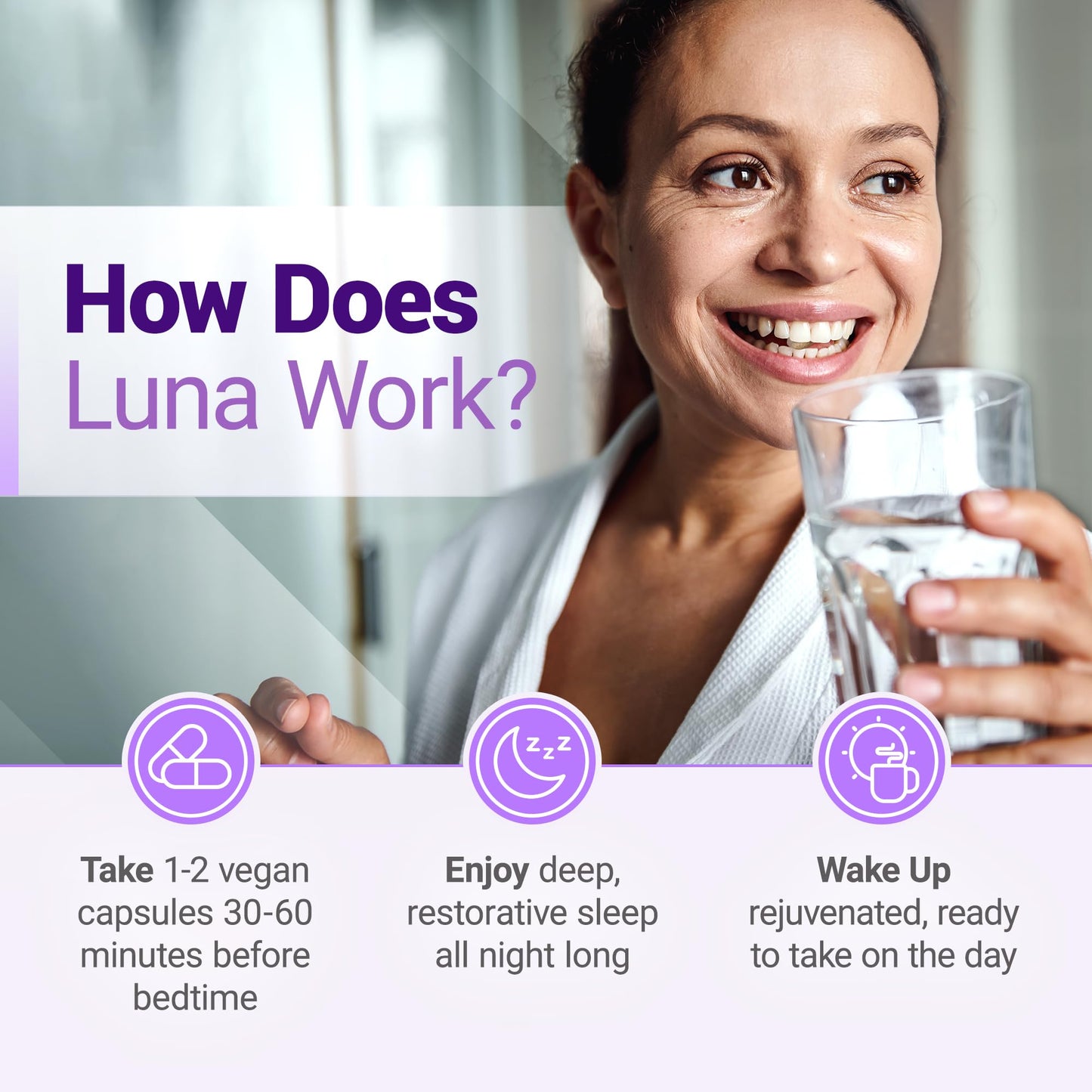 Nested Naturals Luna Sleep Aid - Non-Habit Forming Sleep Support with Valerian, Melatonin, Chamomile & More - 60 Vegan Capsules