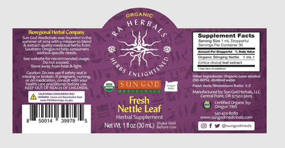 Organic Fresh Nettle Leaf Tincture - ANTIHISTAMINE, ALOPECIA, KIDNEY HEALTH, ANTI-INFLAMMATORY