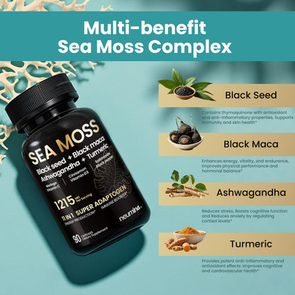 NEUMINA 1215mg Sea Moss Capsules - 90 Count | USA Made, Vegan Adaptogens