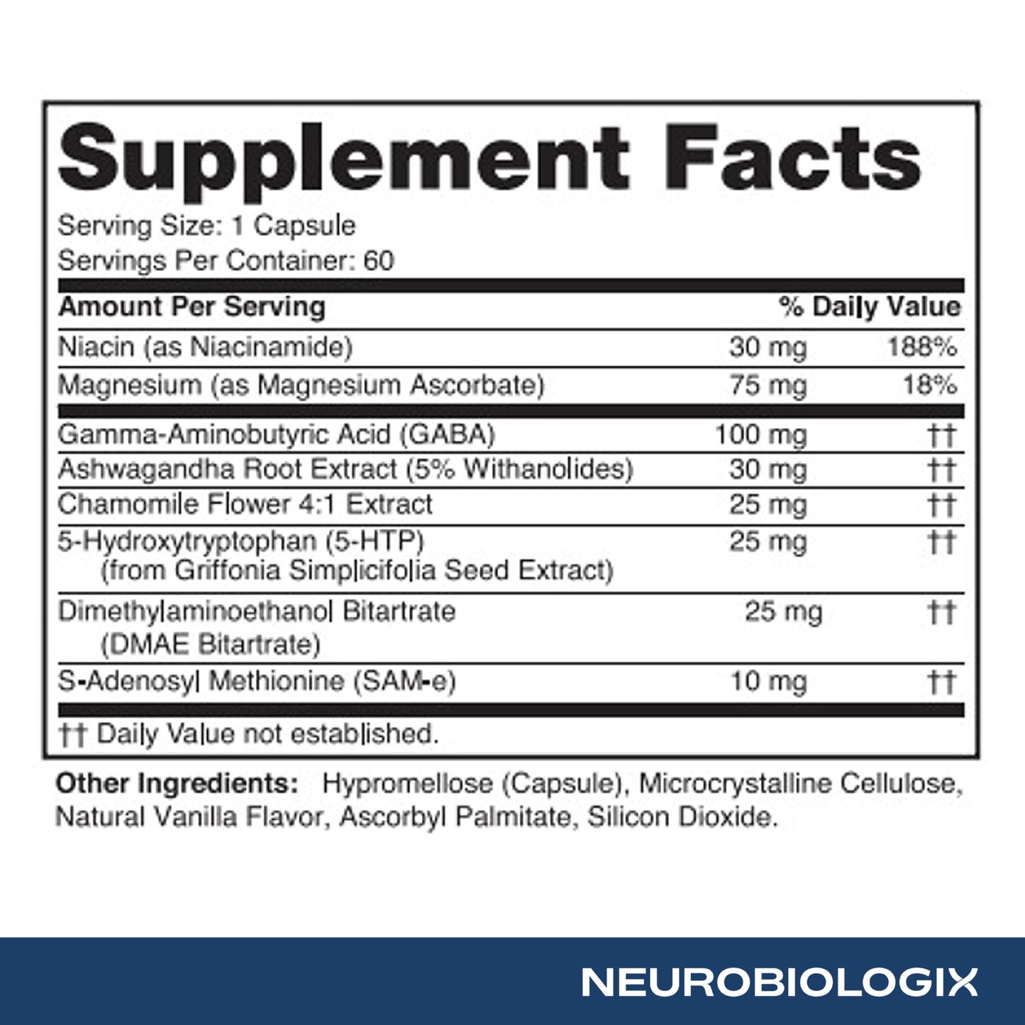Neuro Biologix Mood Plus for Men & Women | GABA, 5-HTP, Ashwagandha & Chamomile