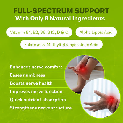 Neuro Health Nerve Support Formula for Neuropathy | B Vitamins & Alpha Lipoic Acid | 180 Capsules