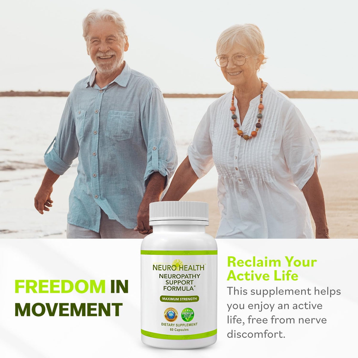 Neuro Health Nerve Support Formula for Neuropathy | B Vitamins & Alpha Lipoic Acid | 180 Capsules