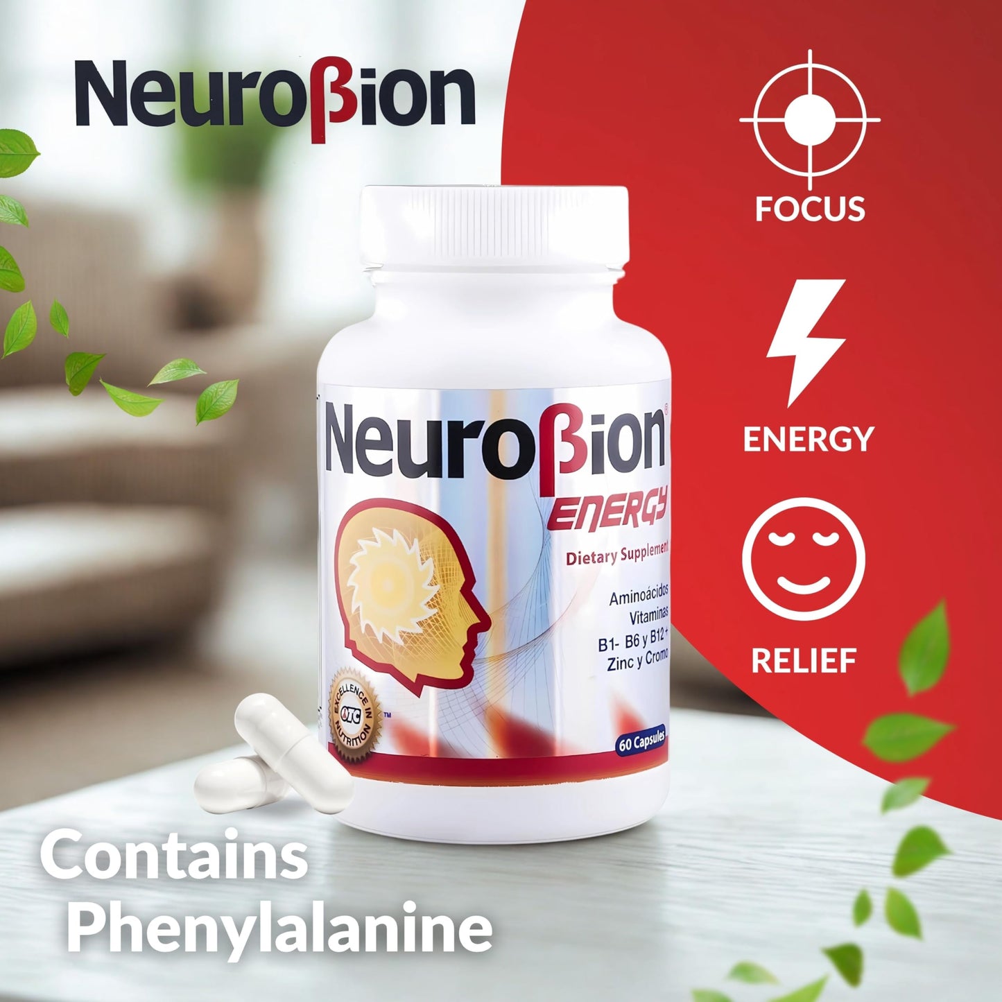 60 Caps Neurobion Energy: B Vitamins for Brain Alertness & Stamina