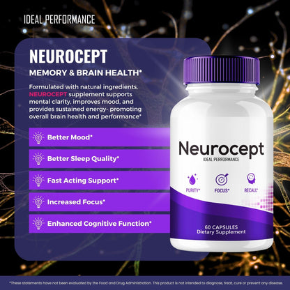 Neurocept Supplement – Brain Health Nootropics Pills (3 Pack)