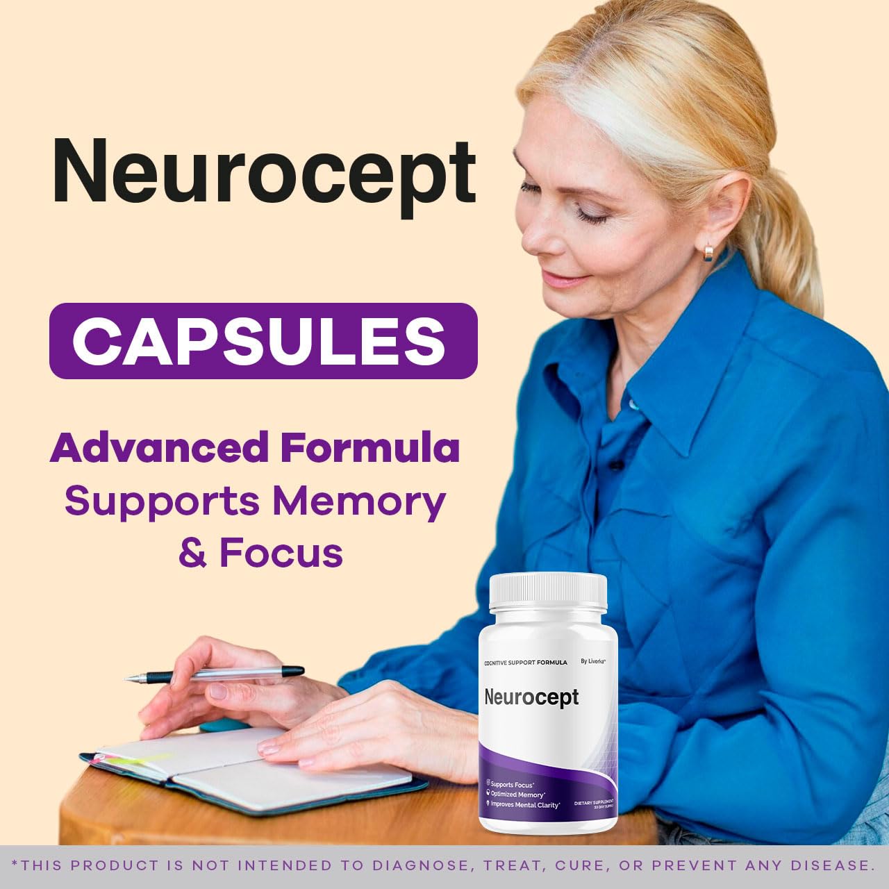(3 Pack) Neurocept Brain Supplement Capsules – Memory & Focus Support – 180 Capsules (3 Months)