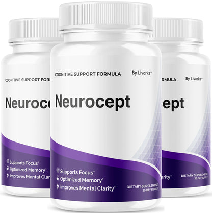 (3 Pack) Neurocept Brain Supplement Capsules – Memory & Focus Support – 180 Capsules (3 Months)