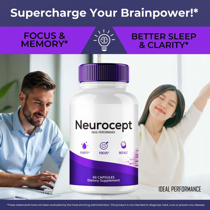 Neurocept Supplement - Brain Health Nootropic Pills | Memory & Focus, 2 Pack