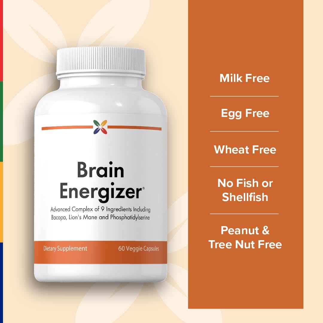 Stop Aging Now: Brain Energizer – 60 Veggie Caps | Advanced Complex with Lion's Mane, Bacopa & DMAE
