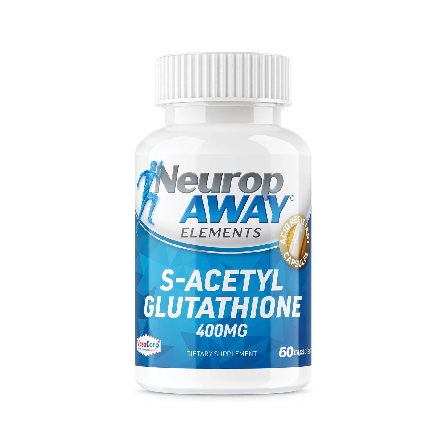 NeuropAWAY Elements S-Acetyl-Glutathione 400mg – Acid-Resistant Capsules, 60ct, CGMP, Third-Party Tested