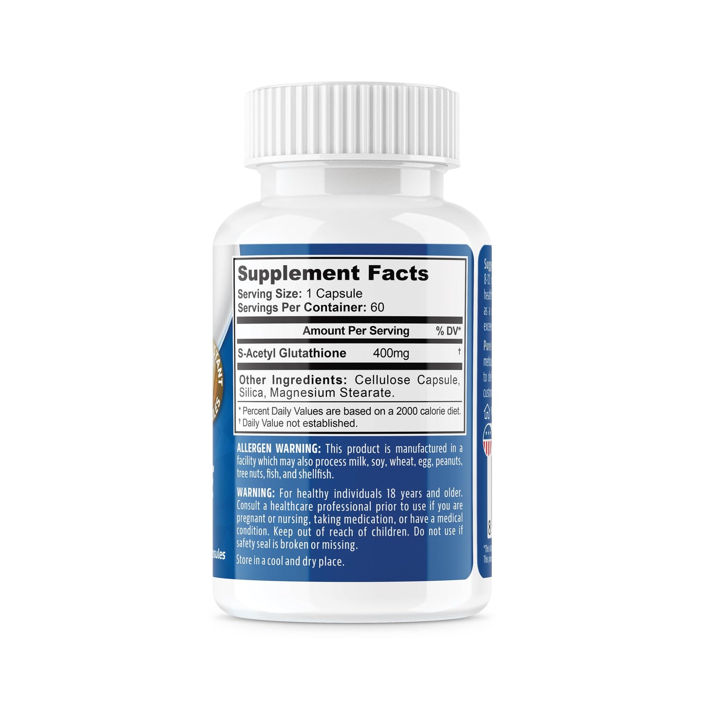 NeuropAWAY Elements S-Acetyl-Glutathione 400mg – Acid-Resistant Capsules, 60ct, CGMP, Third-Party Tested