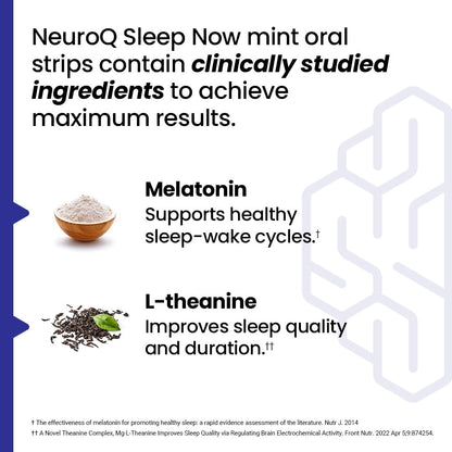 LifeSeasons NeuroQ Sleep Now - Natural Sleep Support with Melatonin & L-Theanine - 30 Mint Strips