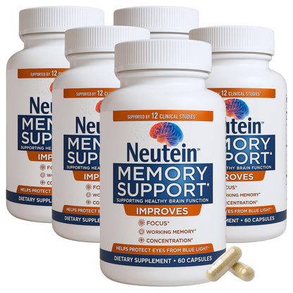 Neutein Natural Brain Booster – Extra Strength Plant-Based Cognitive Support (5 Pack, 300 Capsules) – Made in USA