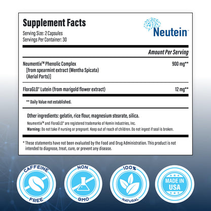 Neutein Natural Brain Booster – Plant-Based Cognitive Support (4 Pack, 240 Capsules) – Made in USA