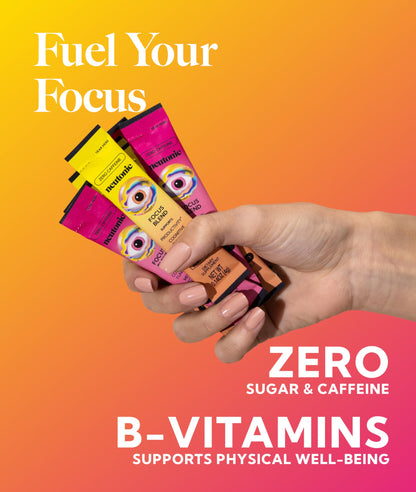 Neutonic Nootropic Focus Blend Powder | Peach Mango & Wild Berry, 32 Sticks | Caffeine Free