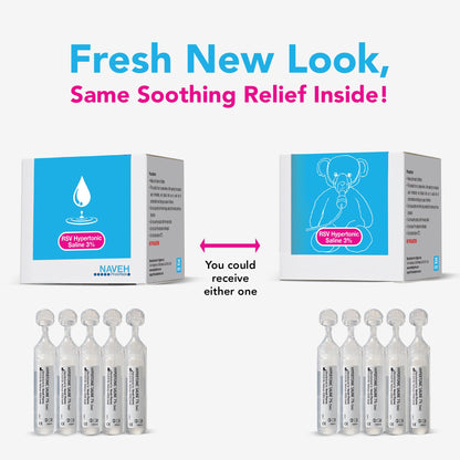NAVEH PHARMA 3% Saline Solution – 5ml Ampoules, 25-Unit Box for Nasal & Eye Care