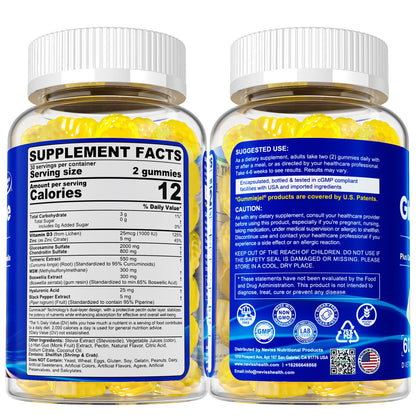 NEVISS Glucosamine 2000mg Gummies – Extra Strength with Chondroitin, MSM, Turmeric, Boswellia, Hyaluronic Acid, Vitamin D3 & Zinc | Pineapple 60 Gummies