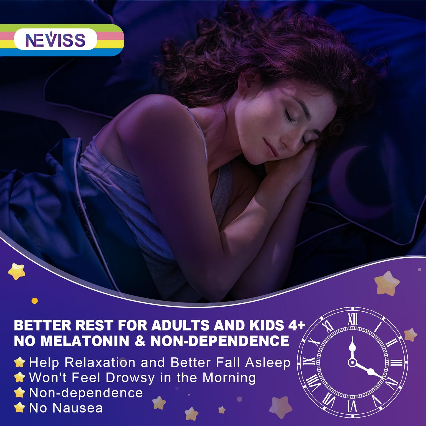 Neviss Magnesium Glycinate + Calcium Gummies for Adults & Kids 4+ | Sleep Support (Sugar Free)