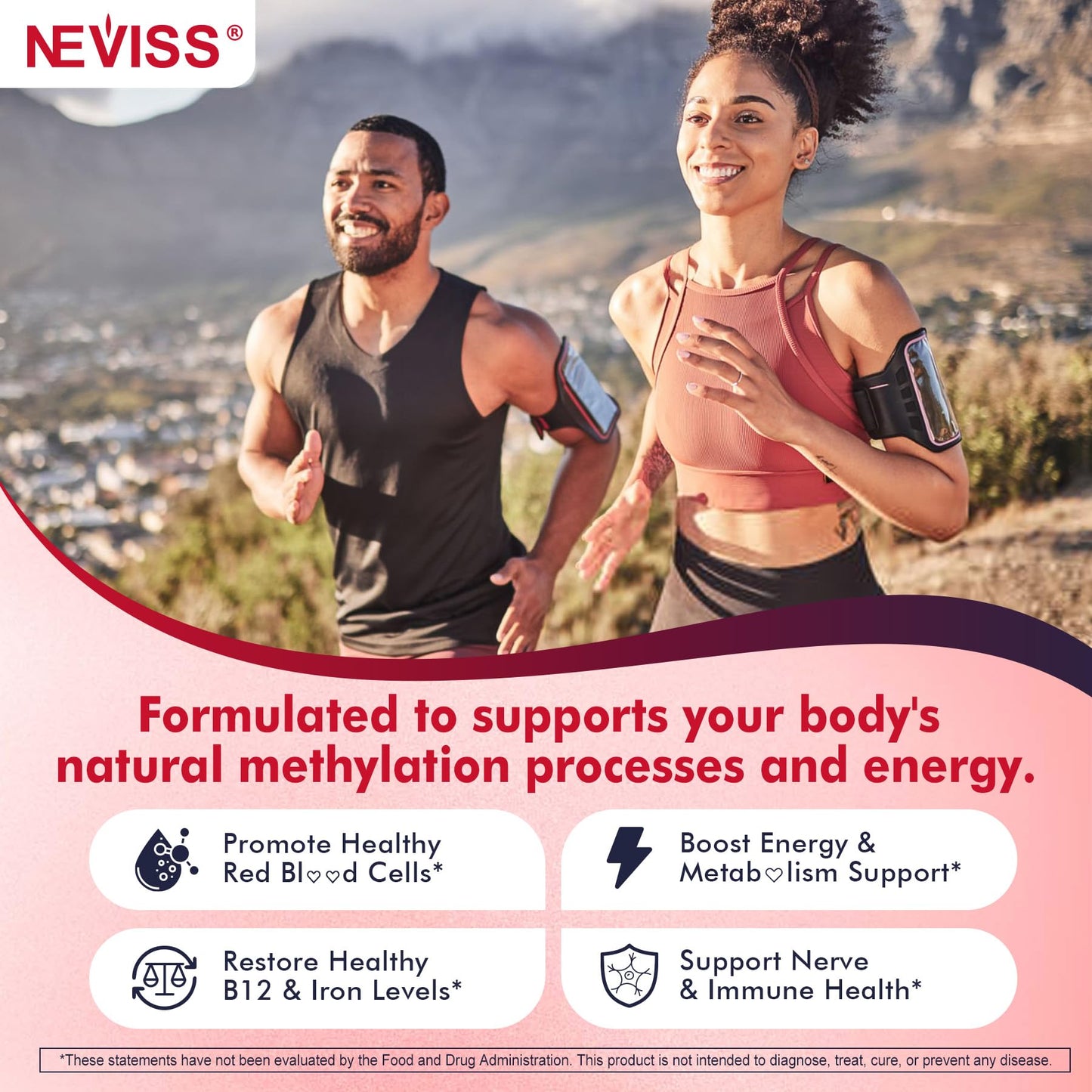 NEVISS Methyl B12 Gummies + Iron 5000 mcg/18 mg – Energy & Focus for Women, 120 Servings