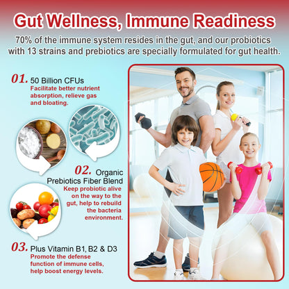 NEVISS Probiotic + Prebiotic Gummies 60 Count  
40 Sugar Free, 50B CFUs, 4+ Adults & Kids