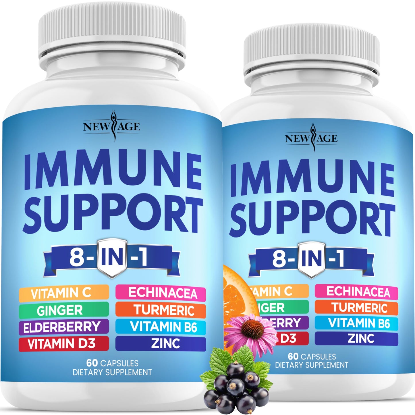 NEW AGE 8-in-1 Immune Support Booster | Echinacea, Vitamin C & Zinc