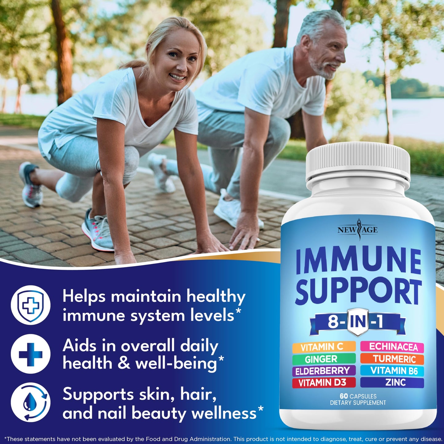 NEW AGE 8-in-1 Immune Support Booster | Echinacea, Vitamin C & Zinc