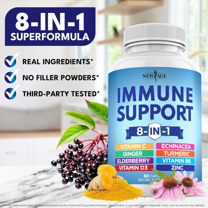 NEW AGE 8-in-1 Immune Support Booster | Echinacea, Vitamin C & Zinc