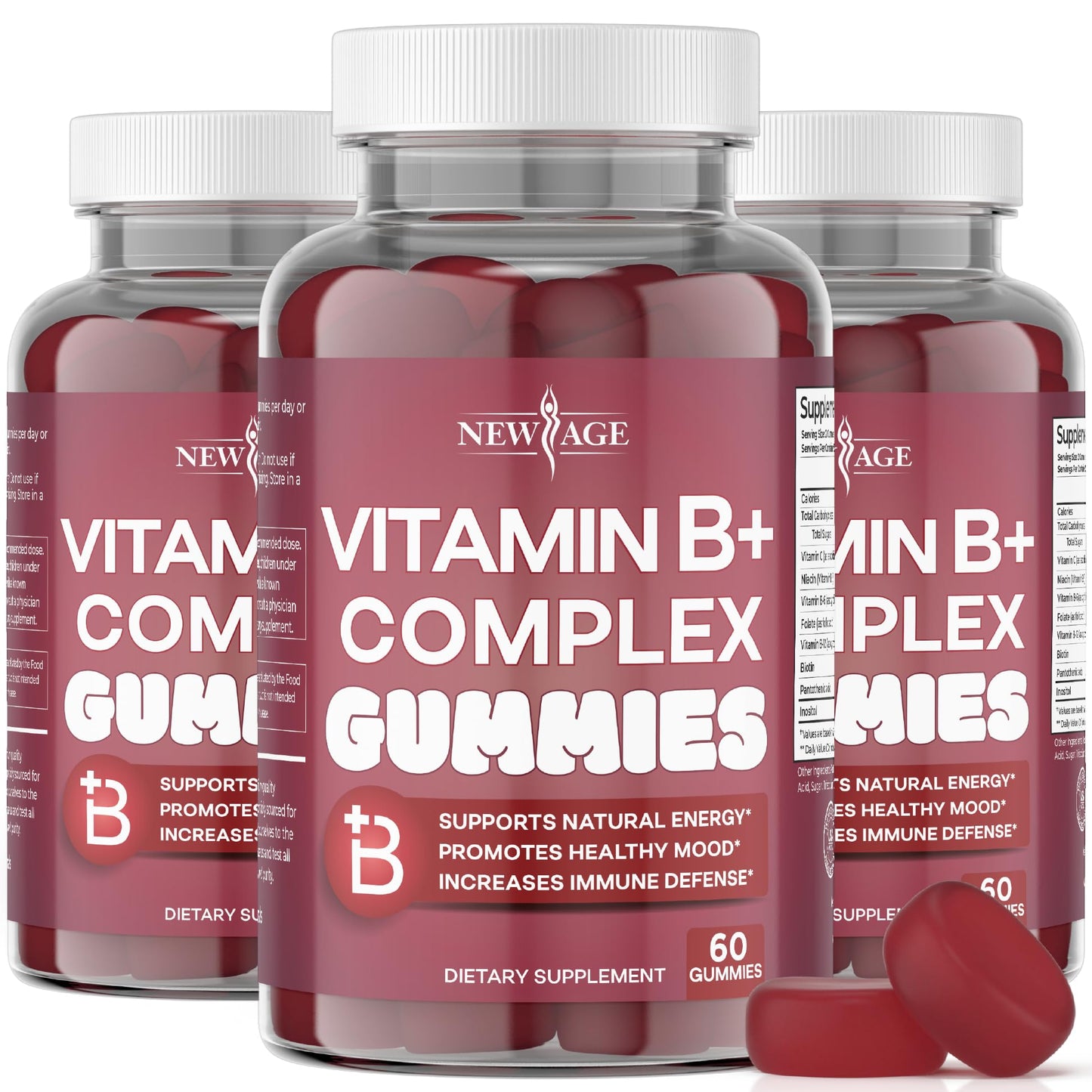 NEW AGE Vitamin B Complex Gummies – Gluten-Free, Vegan, Made in USA (180 Count x3)
