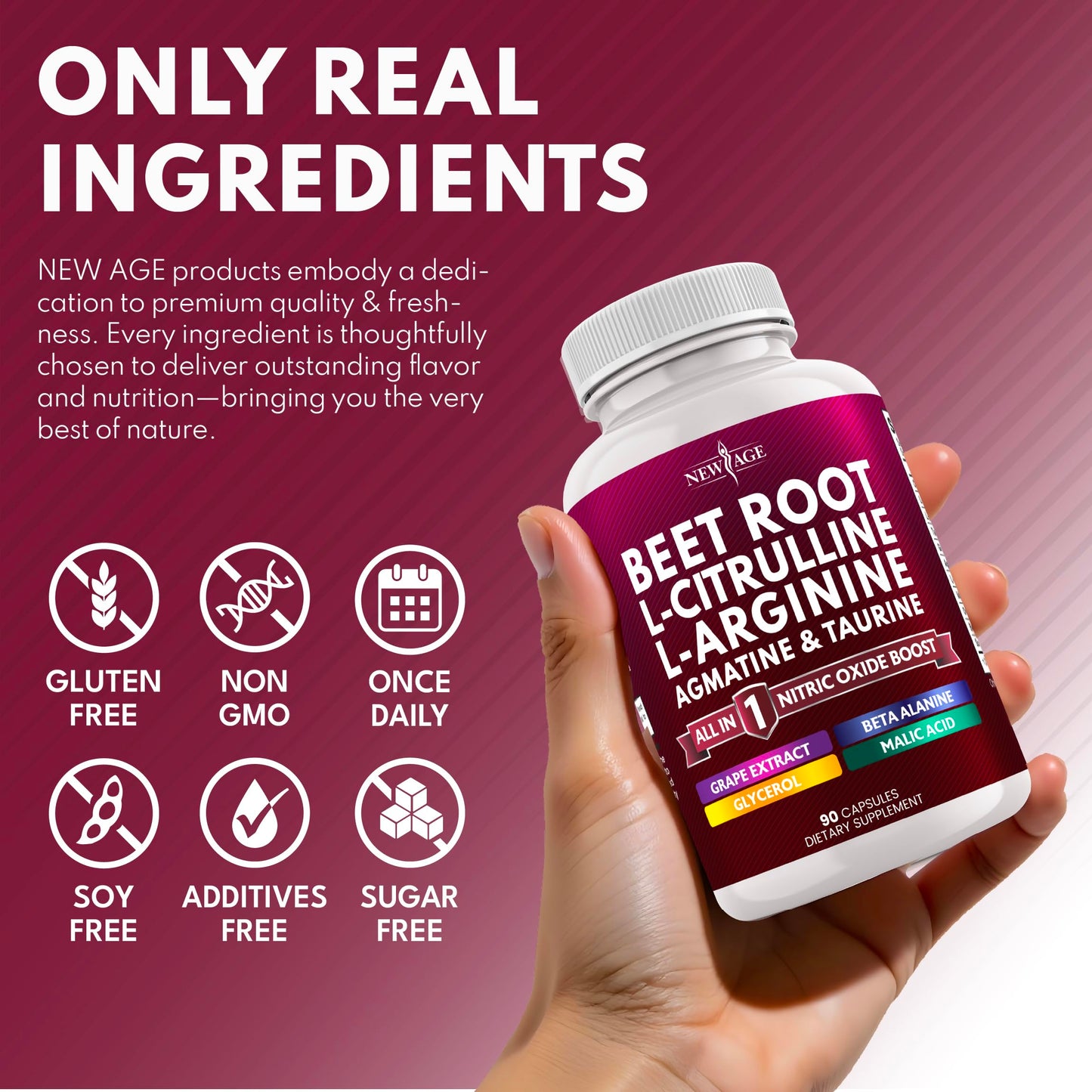 NEW AGE Beet Root Capsules - L-Arginine, L-Citrulline & Nitric Oxide Supplement – 90 Vegan Capsules