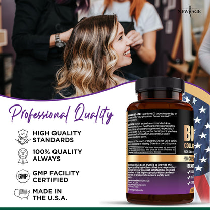 NEW AGE Biotin Collagen Keratin Hyaluronic Acid with DHT Blocker – 50,000mcg Hair Growth Vitamins (180 Count)