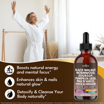 NEW AGE Black Walnut Wormwood Cleanse Drops – Herbal Liquid Tincture, 8oz