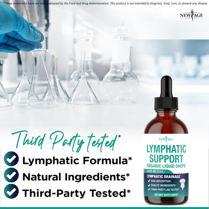 NEW AGE Organic Lymphatic Drainage Drops – All-in-1 Herbal Formula (8 oz)