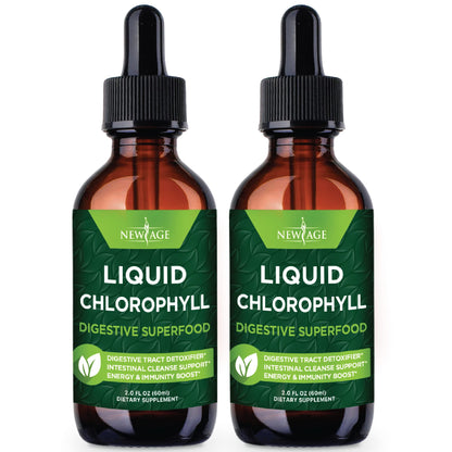 NEW AGE Chlorophyll Liquid Drops – Energy Booster, Digestion & Immune Support (2 Pack)