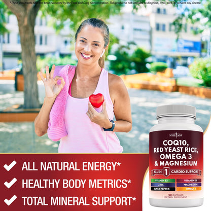 New Age CoQ10 200mg with Red Yeast Rice - Heart Health Support (60 Count)