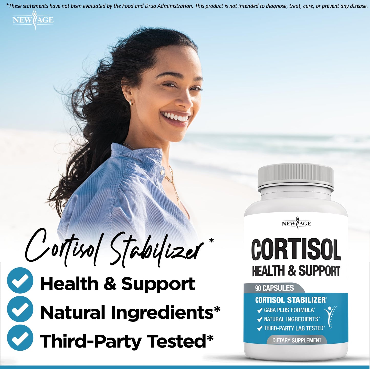 NEW AGE Cortisol Supplement for Women – All-in-1 Cortisol Detox (180 Count)
