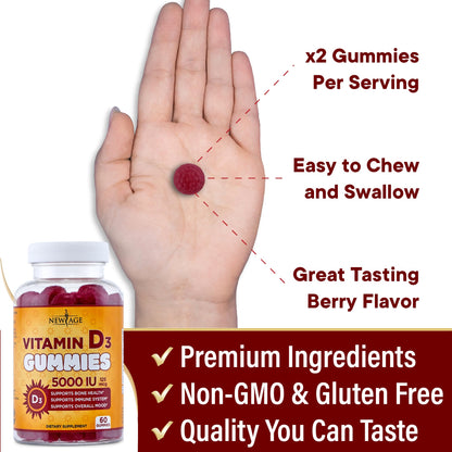 NEW AGE Vitamin D3 5000 IU Gummies - Immune & Bone Health