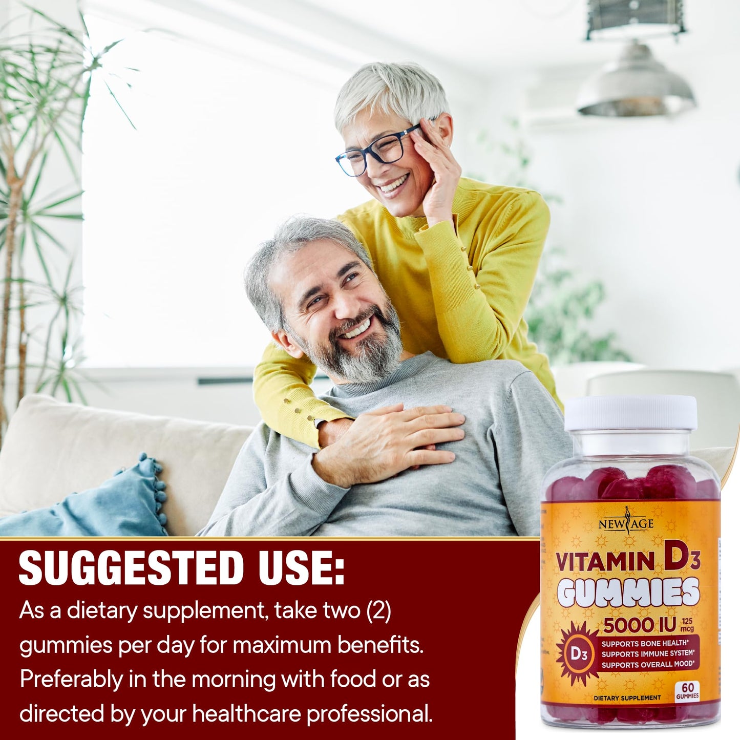 NEW AGE Vitamin D3 5000 IU Gummies - Immune & Bone Health