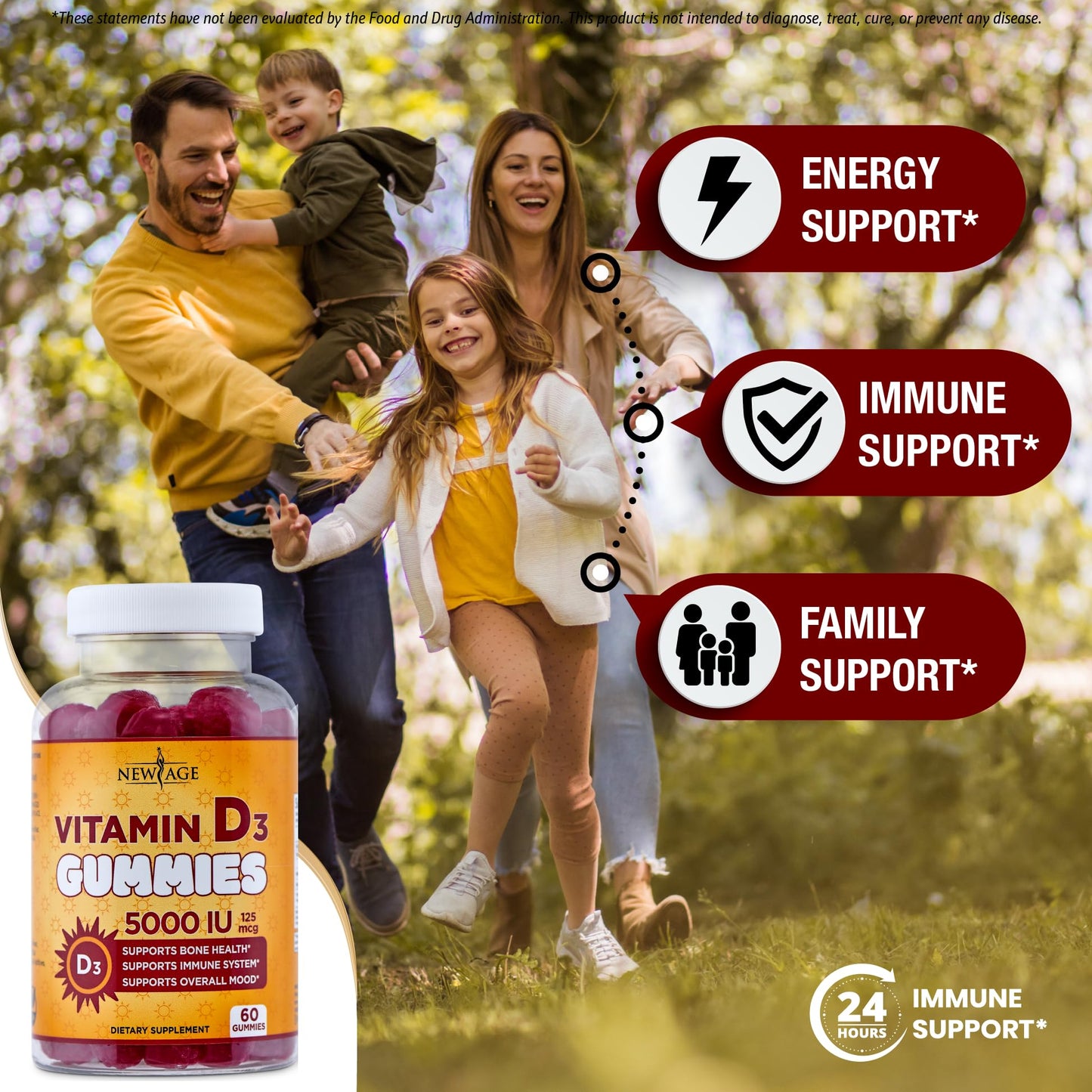 NEW AGE Immune Defense Combo - 2 Pack: Vitamin D3 5000 IU & Zinc Gummies