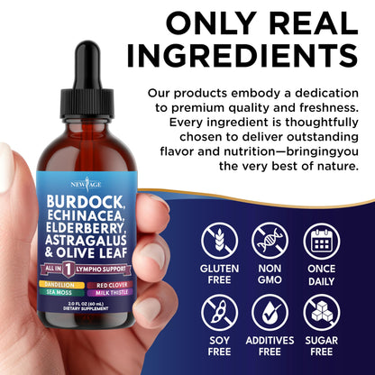 NEW AGE Lymphatic Drainage Drops – Burdock Root & Herbal Immune Support (4 oz)