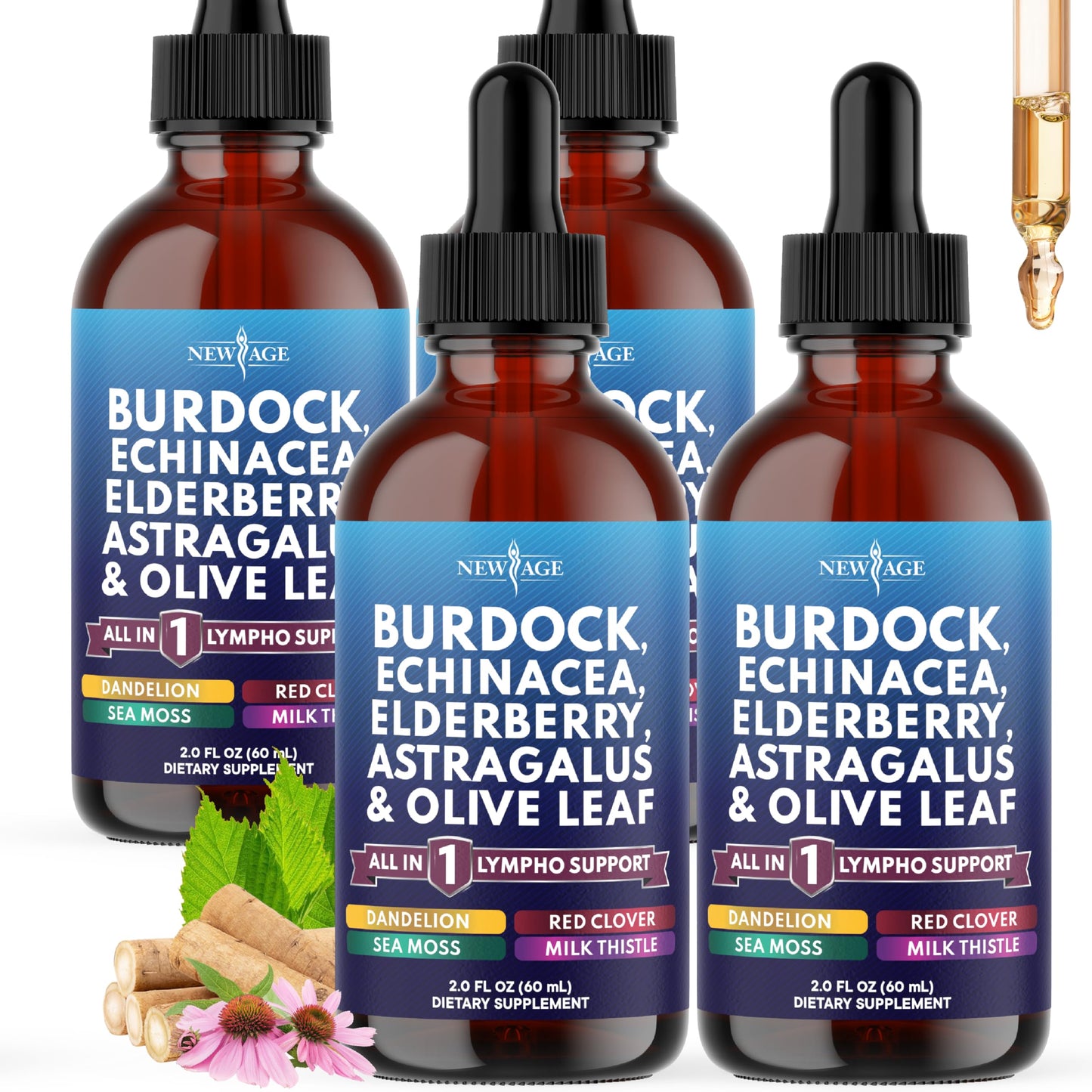 NEW AGE Lymphatic Drainage Drops - Burdock Root & Immune Support (8 oz)