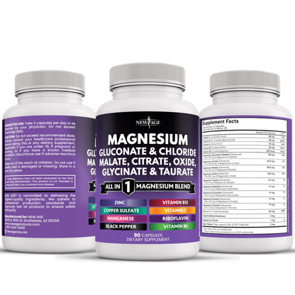 NEW AGE Magnesium Complex Supplement – 270 Count for Bone & Joint Support