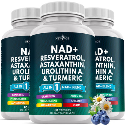 NEW AGE NAD+ Supplement – Astaxanthin, Urolithin A, Resveratrol, CoQ10 | Cellular Energy & Mitochondrial Support