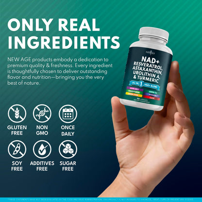 NEW AGE NAD+ Supplement - NAD+ Energy, Antioxidant Blend, Vegan