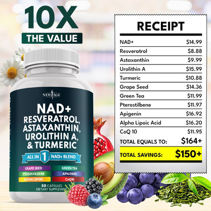NEW AGE NAD+ Supplement - NAD+ Energy, Antioxidant Blend, Vegan