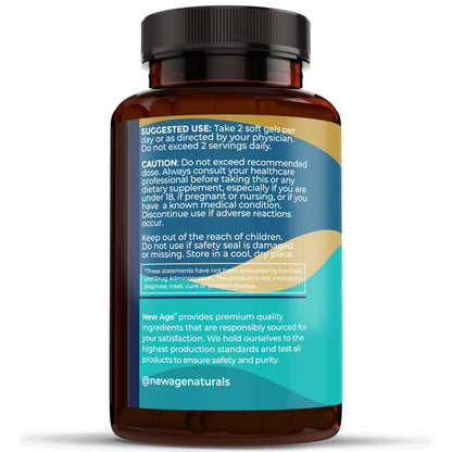 NEW AGE Omega 3 Fish Oil 2500mg Supplement - Non-GMO, Gluten Free | EPA & DHA 180 Softgels (Pack of 2)