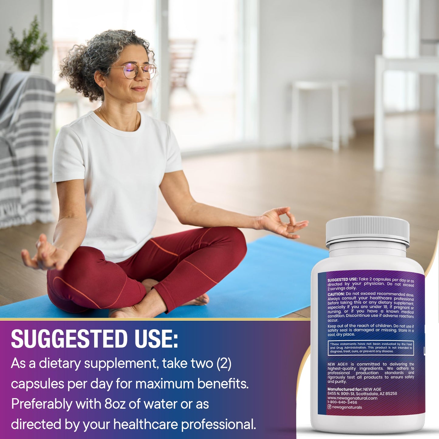 NEW AGE Saffron Supplements with Ashwagandha - 180 Count | L-Theanine, Ginkgo Biloba, St. John's Wort, Rhodiola & 5-HTP
