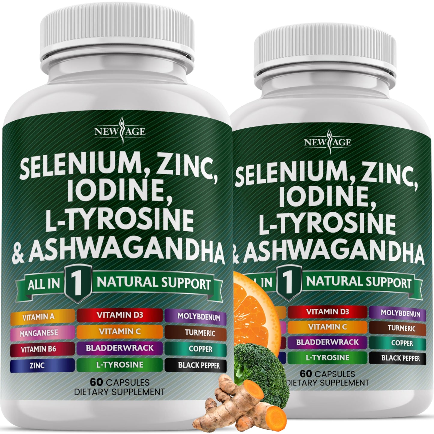 New Age Selenium, Zinc, Iodine, L-Tyrosine & Ashwagandha - 120 Count Supplement