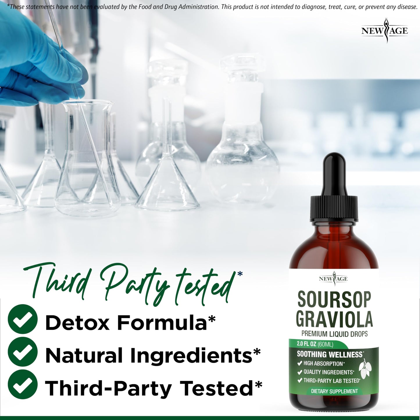 NEW AGE Soursop Drops - Immune Support Soursop Liquid with Elderberry & Vitamin C | 4 oz
