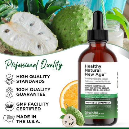 NEW AGE Soursop Drops - Immune Support Soursop Liquid with Elderberry & Vitamin C | 4 oz