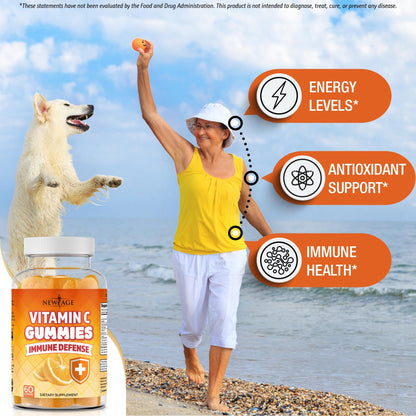 NEW AGE Vitamin C Gummies – Orange Flavor, Vegetarian, Gluten-Free (180 Gummies)